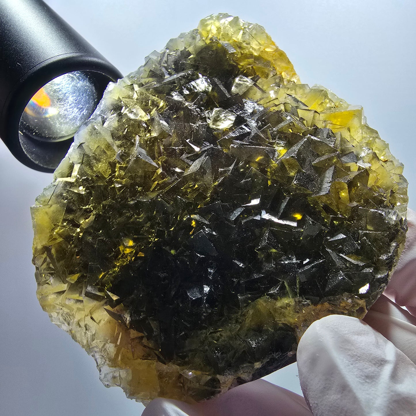Phantom Fluorit Würfel Stufe, gelb Honey Pocket Mine, Okorusu Namibia 85*69*17mm #13077