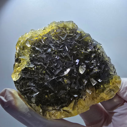 Phantom Fluorit Würfel Stufe, gelb Honey Pocket Mine, Okorusu Namibia 85*69*17mm #13077