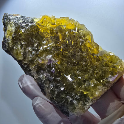 Phantom Fluorit Würfel Stufe, gelb Honey Pocket Mine Okorusu Namibia 119*60*16mm #13078