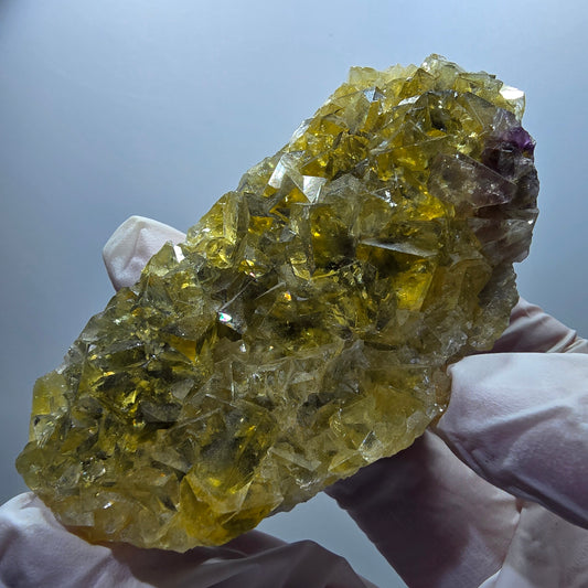 Phantom Fluorit Würfel Stufe, gelb Honey Pocket Mine, Okorusu Namibia 83*42*19mm #13079