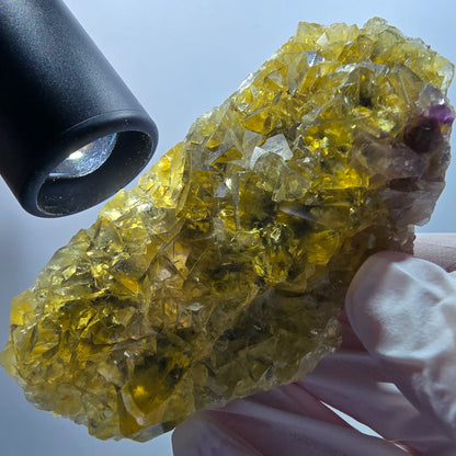 Phantom Fluorit Würfel Stufe, gelb Honey Pocket Mine, Okorusu Namibia 83*42*19mm #13079