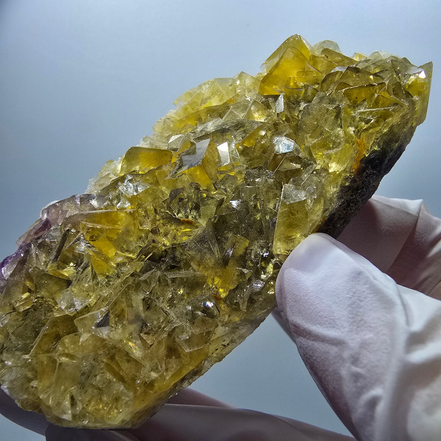 Phantom Fluorit Würfel Stufe, gelb Honey Pocket Mine, Okorusu Namibia 83*42*19mm #13079