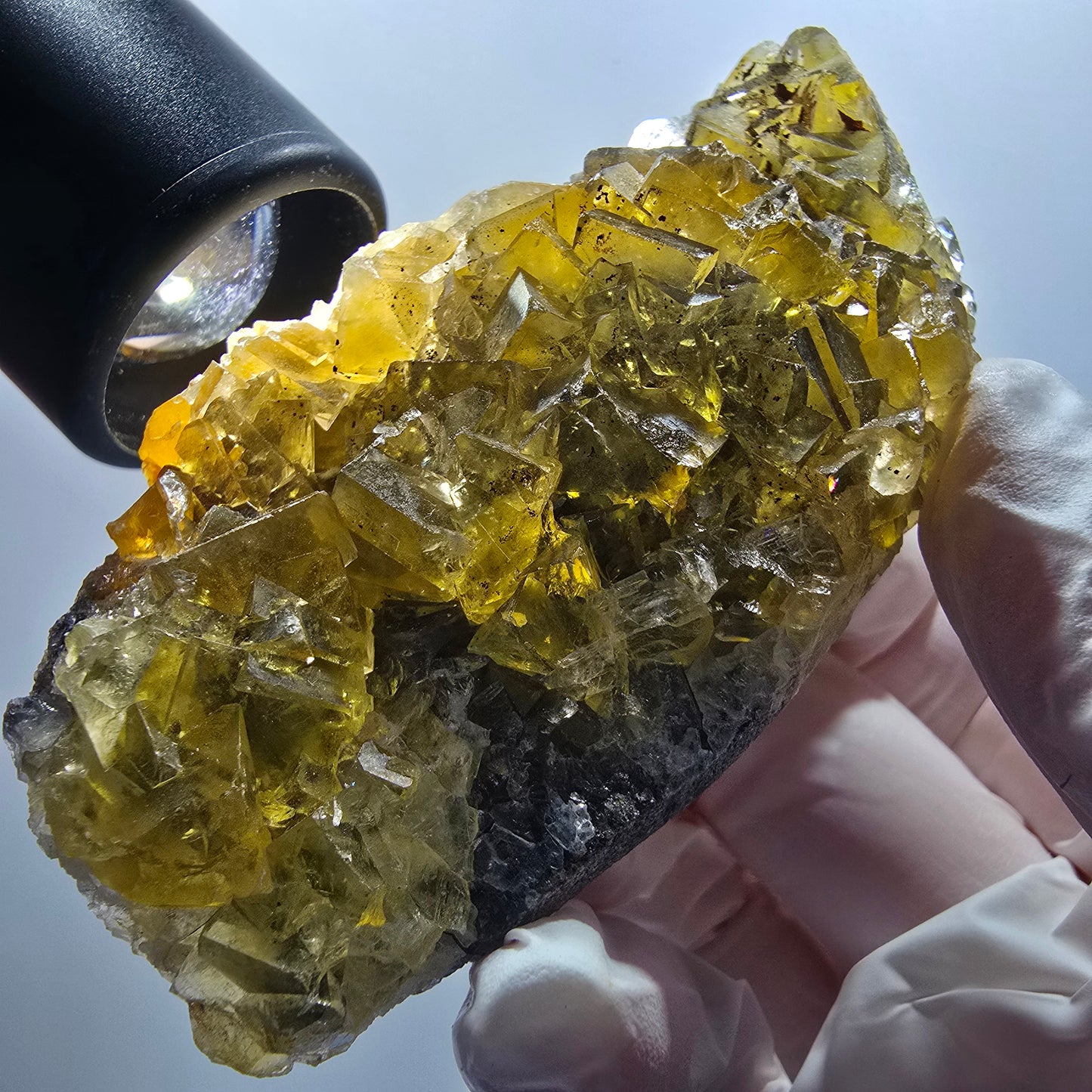 Phantom Fluorit Würfel Stufe, gelb Honey Pocket Mine, Okorusu Namibia 81*52*29mm #13080
