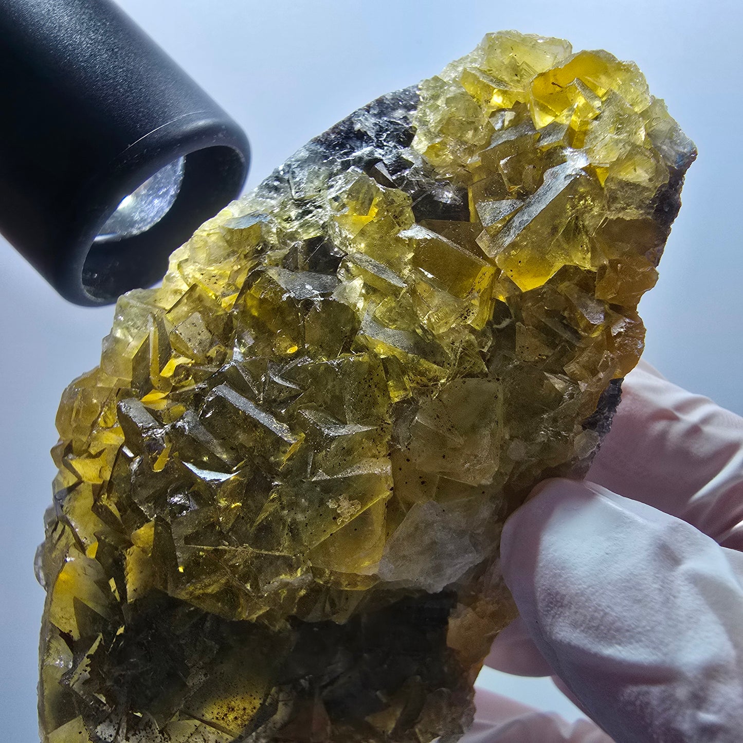 Phantom Fluorit Würfel Stufe, gelb Honey Pocket Mine, Okorusu Namibia 81*52*29mm #13080