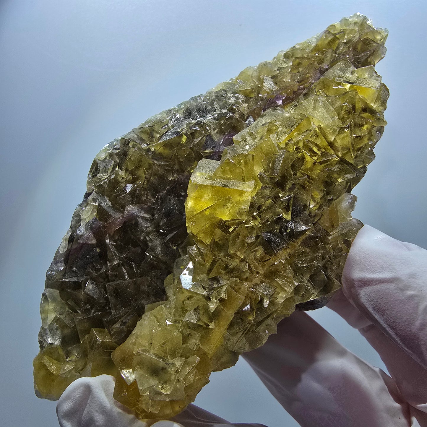 Phantom Fluorit Würfel Stufe, gelb Honey Pocket Mine Okorusu Namibia 124*60*29mm #13081