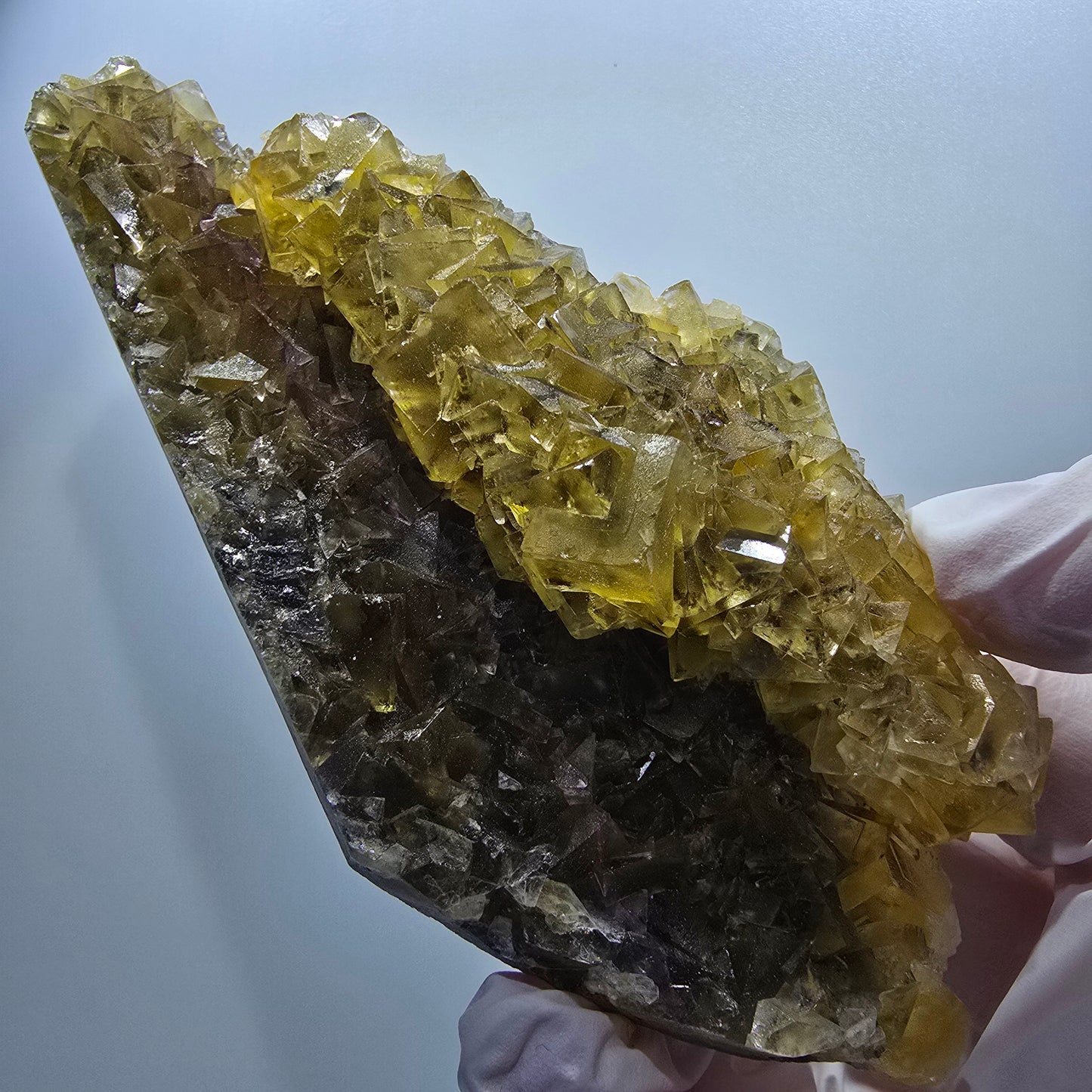 Phantom Fluorit Würfel Stufe, gelb Honey Pocket Mine Okorusu Namibia 124*60*29mm #13081
