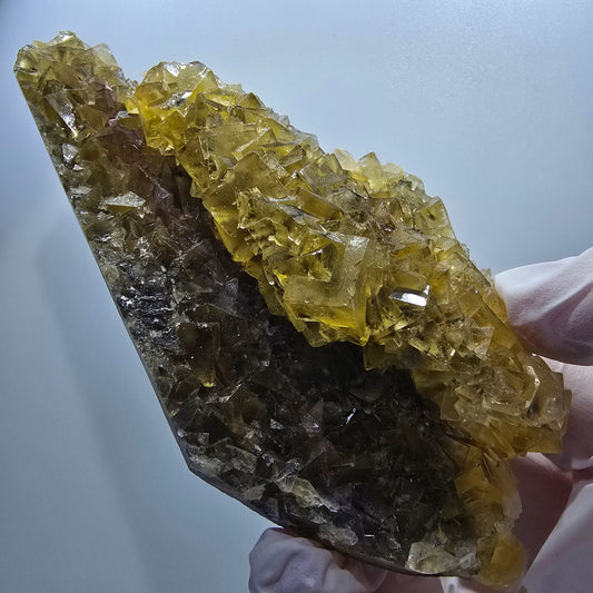 Phantom Fluorit Würfel Stufe, gelb Honey Pocket Mine Okorusu Namibia 124*60*29mm #13081