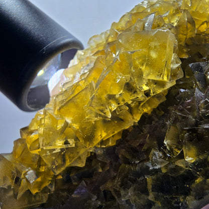 Phantom Fluorit Würfel Stufe, gelb Honey Pocket Mine Okorusu Namibia 124*60*29mm #13081