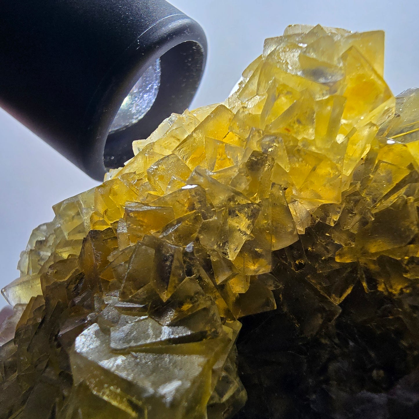 Phantom Fluorit Würfel Stufe, gelb Honey Pocket Mine Okorusu Namibia 124*60*29mm #13081