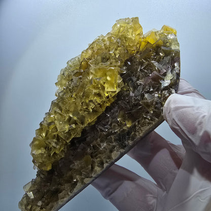 Phantom Fluorit Würfel Stufe, gelb Honey Pocket Mine Okorusu Namibia 124*60*29mm #13081