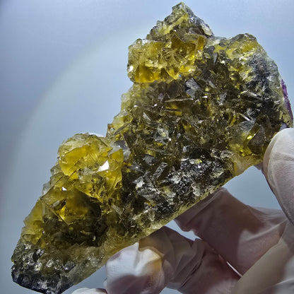Phantom Fluorit Würfel Stufe, gelb Honey Pocket Mine Okorusu Namibia 108*66*25mm #13082
