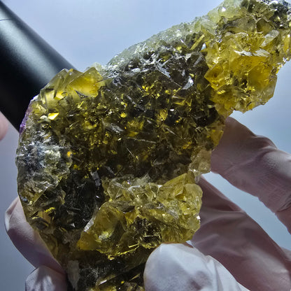 Phantom Fluorit Würfel Stufe, gelb Honey Pocket Mine Okorusu Namibia 108*66*25mm #13082