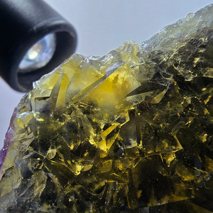 Phantom Fluorit Würfel Stufe, gelb Honey Pocket Mine Okorusu Namibia 108*66*25mm #13082
