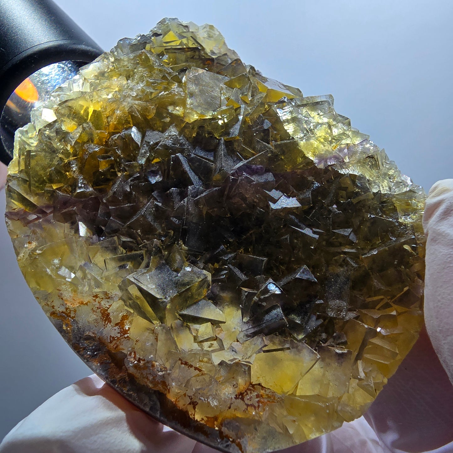 Phantom Fluorit Würfel Stufe, gelb Honey Pocket Mine, Okorusu Namibia 71*63*16mm #13083