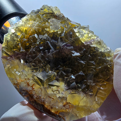 Phantom Fluorit Würfel Stufe, gelb Honey Pocket Mine, Okorusu Namibia 71*63*16mm #13083