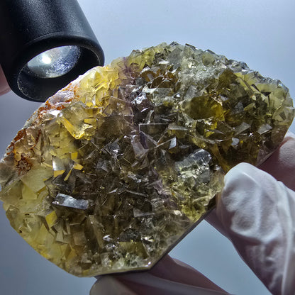 Phantom Fluorit Würfel Stufe, gelb Honey Pocket Mine, Okorusu Namibia 71*63*16mm #13083