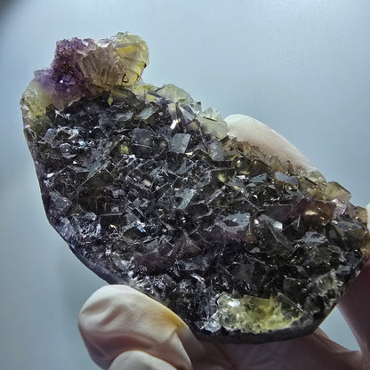 Phantom Fluorit Würfel Stufe, grün lila Honey Pocket Mine, Okorusu Namibia 94*52*26mm #13084