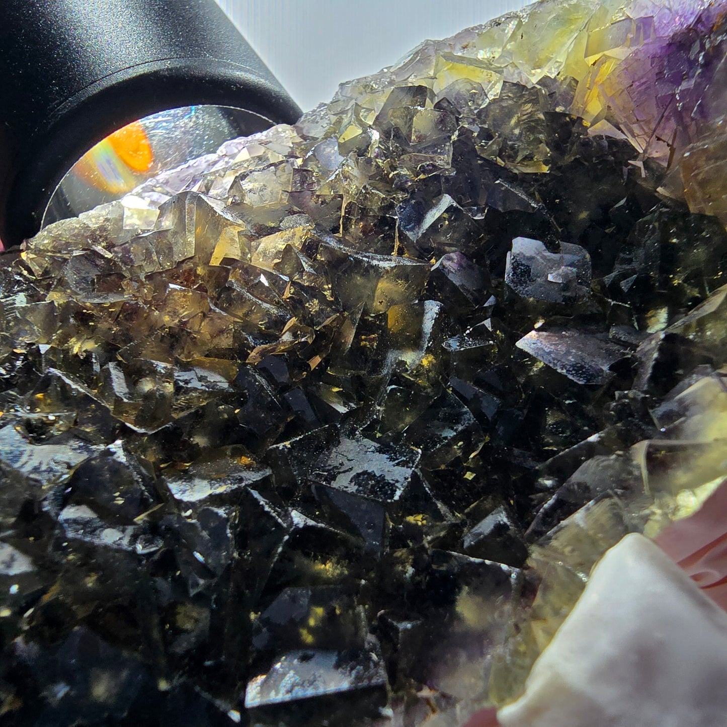 Phantom Fluorit Würfel Stufe, grün lila Honey Pocket Mine, Okorusu Namibia 94*52*26mm #13084