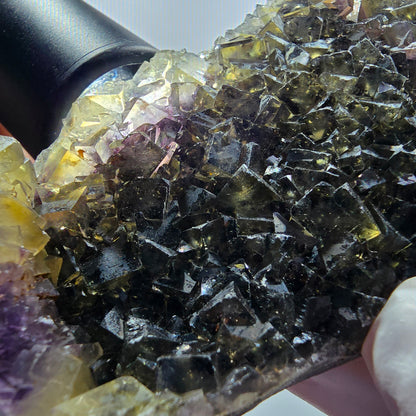 Phantom Fluorit Würfel Stufe, grün lila Honey Pocket Mine, Okorusu Namibia 94*52*26mm #13084
