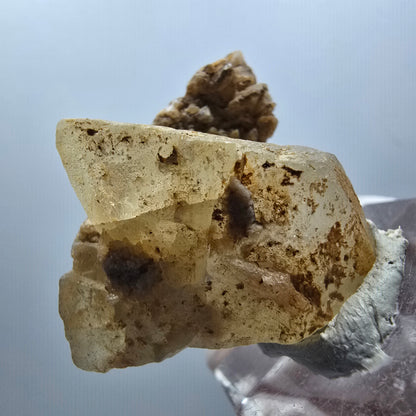 Seltene Calcit X auf Matrix Kristall Spitze, gelb Erongo, Namibia 35*30*20mm #13087