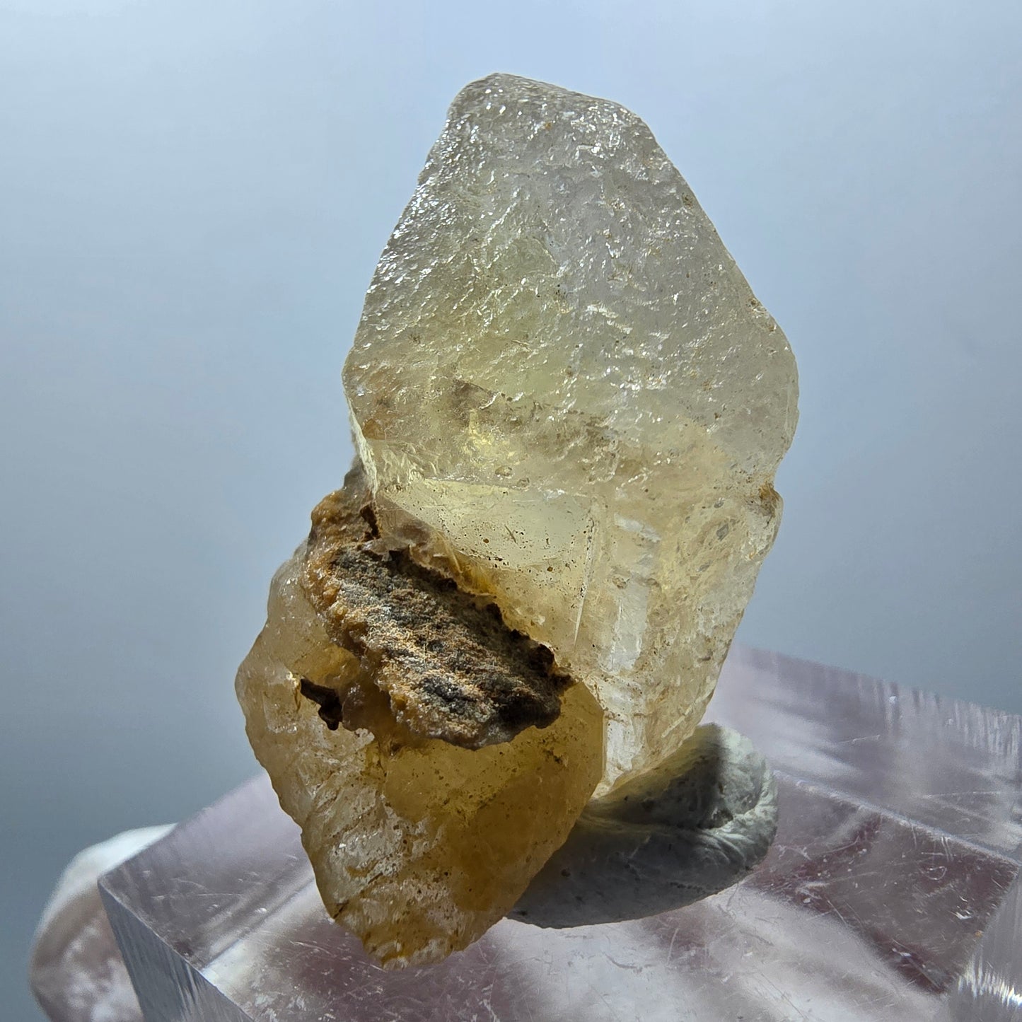 Seltene Calcit X Kristall Spitze, gelb Erongo, Namibia 29*23*18mm #13093