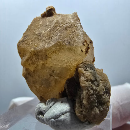 Seltene Calcit X auf Matrix Kristall Spitze, gelb Erongo, Namibia 35*22*19mm #13096