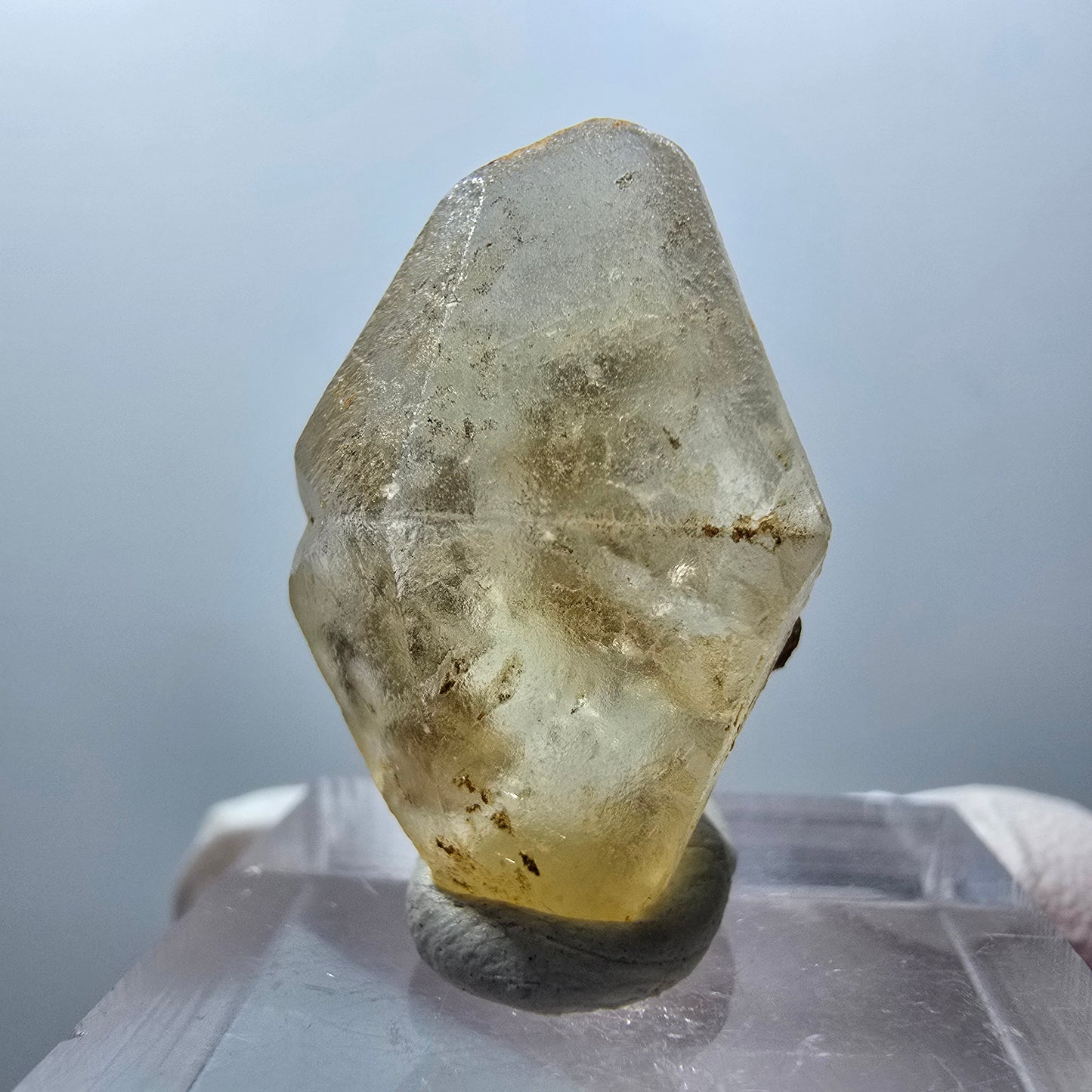 Seltene Calcit X Kristall Spitze, gelb Erongo, Namibia 26*17*11mm #13103
