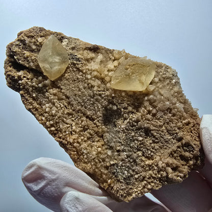 Seltene Calcit XX auf Matrix Kristall Spitze, gelb Erongo, Namibia 94*65*29mm #13117