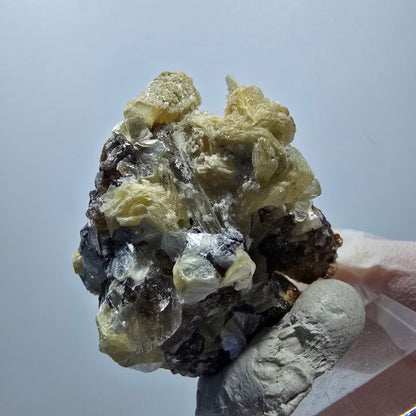 Phantom Fluorit, Hyalit Opal, Rauchquarz, Muskovit Stufe Erongo, Namibia 39*37*28mm #13119