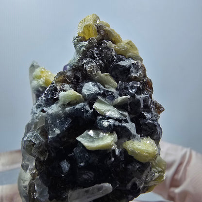 Phantom Fluorit, Hyalit Opal, Rauchquarz, Muskovit Stufe Erongo, Namibia 39*37*28mm #13119