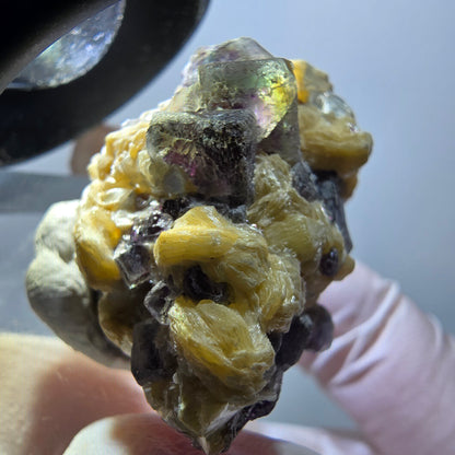 Phantom Fluorit, Hyalit Opal, Muskovit Stufe Erongo, Namibia 32*26*22mm #13120