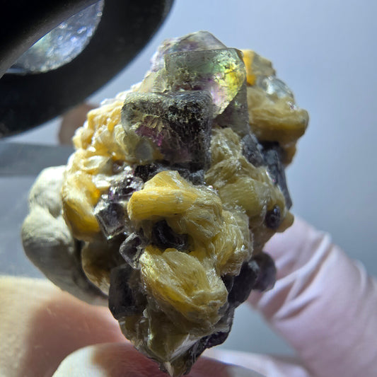 Phantom Fluorit, Hyalit Opal, Muskovit Stufe Erongo, Namibia 32*26*22mm #13120