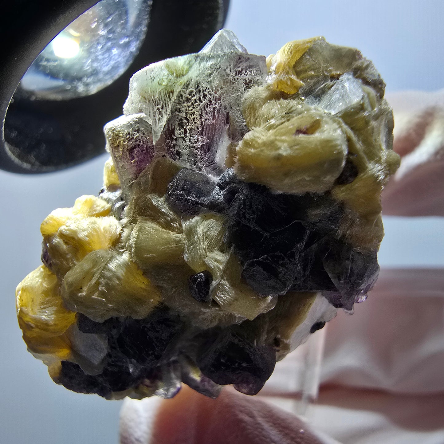 Phantom Fluorit, Hyalit Opal, Muskovit Stufe Erongo, Namibia 32*26*22mm #13120