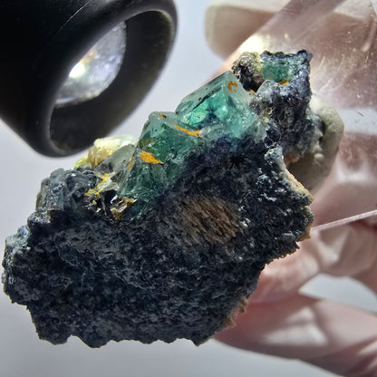 Phantom Fluorit Würfel auf Orthoklas Stufe Erongo, Namibia 39*26*22mm #13121