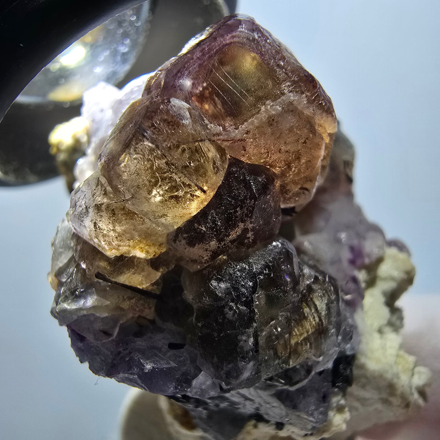 Phantom Fluorit Würfel, Schörl Turmalin, Orthoklas Stufe Erongo, Namibia 43*31*37mm #13123