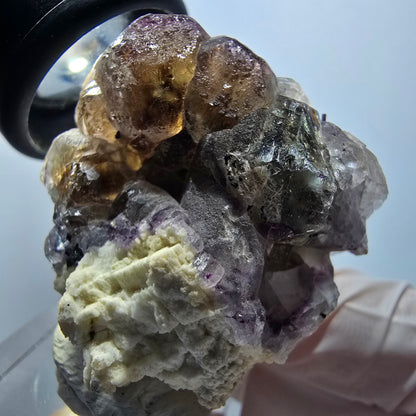 Phantom Fluorit Würfel, Schörl Turmalin, Orthoklas Stufe Erongo, Namibia 43*31*37mm #13123