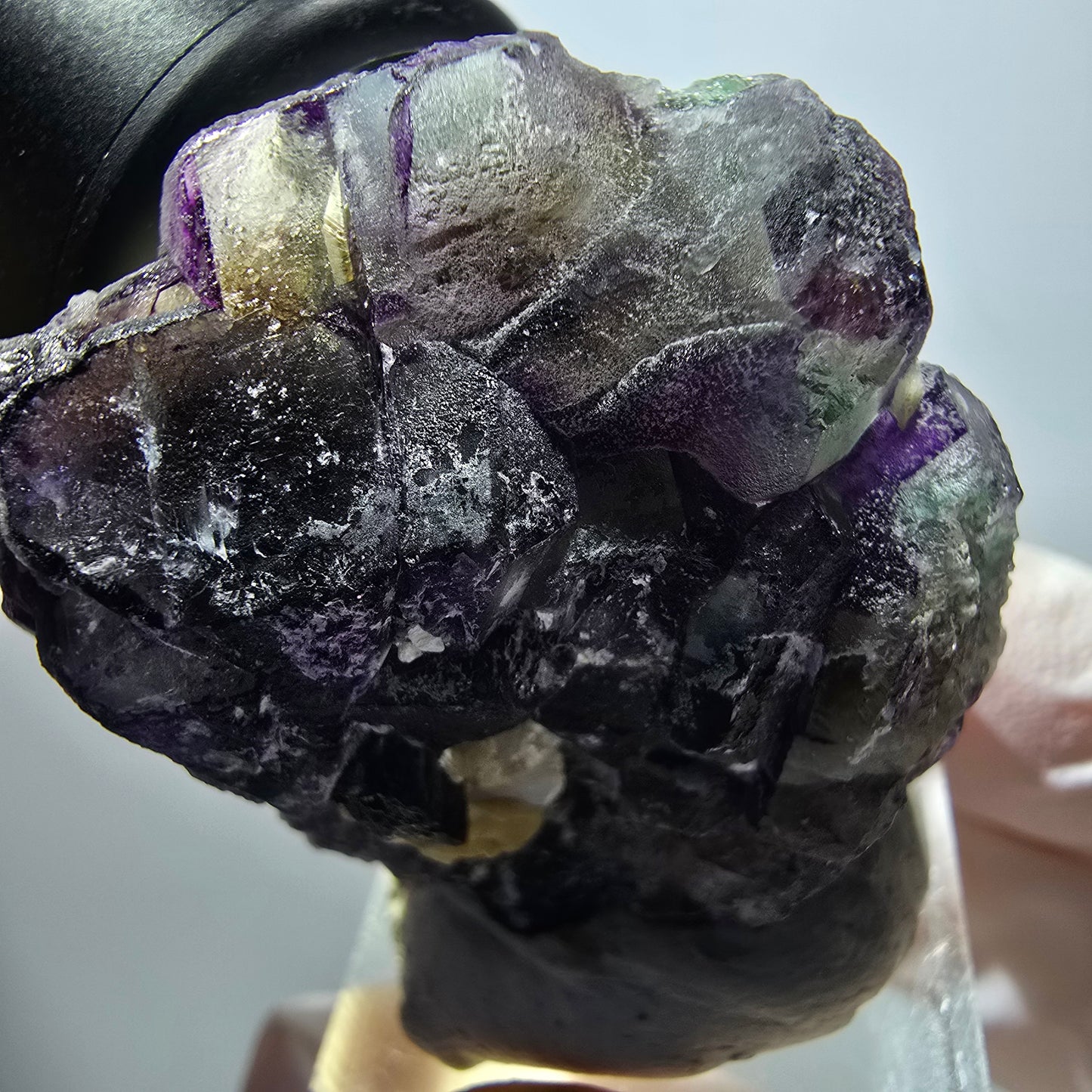 Bunte Phantom Fluorit Würfel, Muskovit Stufe Erongo, Namibia 40*37*26mm #13124