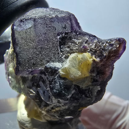 Bunte Phantom Fluorit Würfel, Muskovit Stufe Erongo, Namibia 40*37*26mm #13124