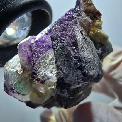 Bunte Phantom Fluorit Würfel, Muskovit Stufe Erongo, Namibia 40*37*26mm #13124