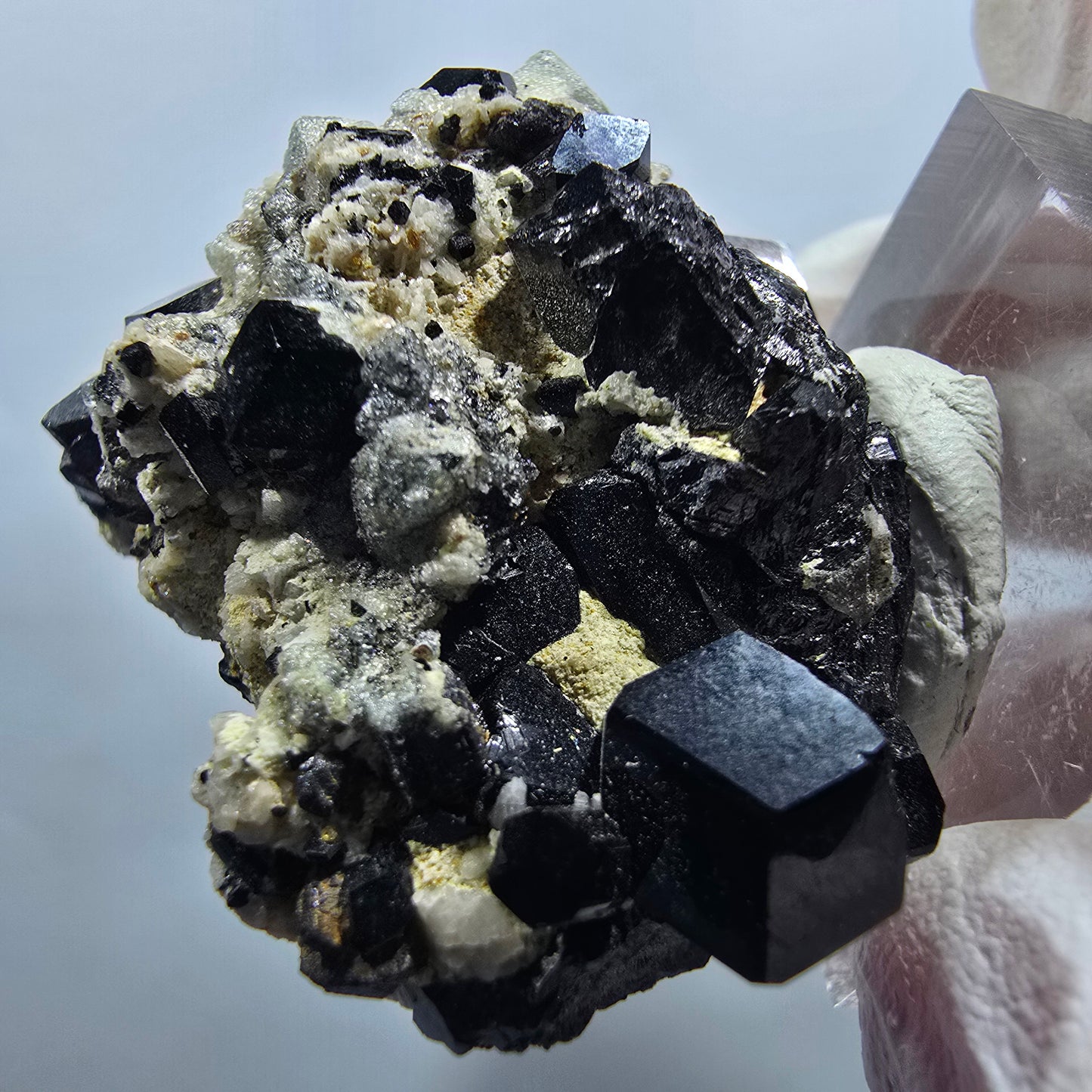 Symmetrische Schörl Turmalin, Hyalit Opal, Orthoklas Stufe Erongo, Namibia 45*37*25mm #13126