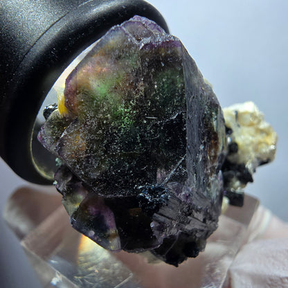 Bunte Phantom Fluorit Würfel, Schörl Turmalin, Muskovit Stufe Erongo, Namibia 38*30*22mm #13129