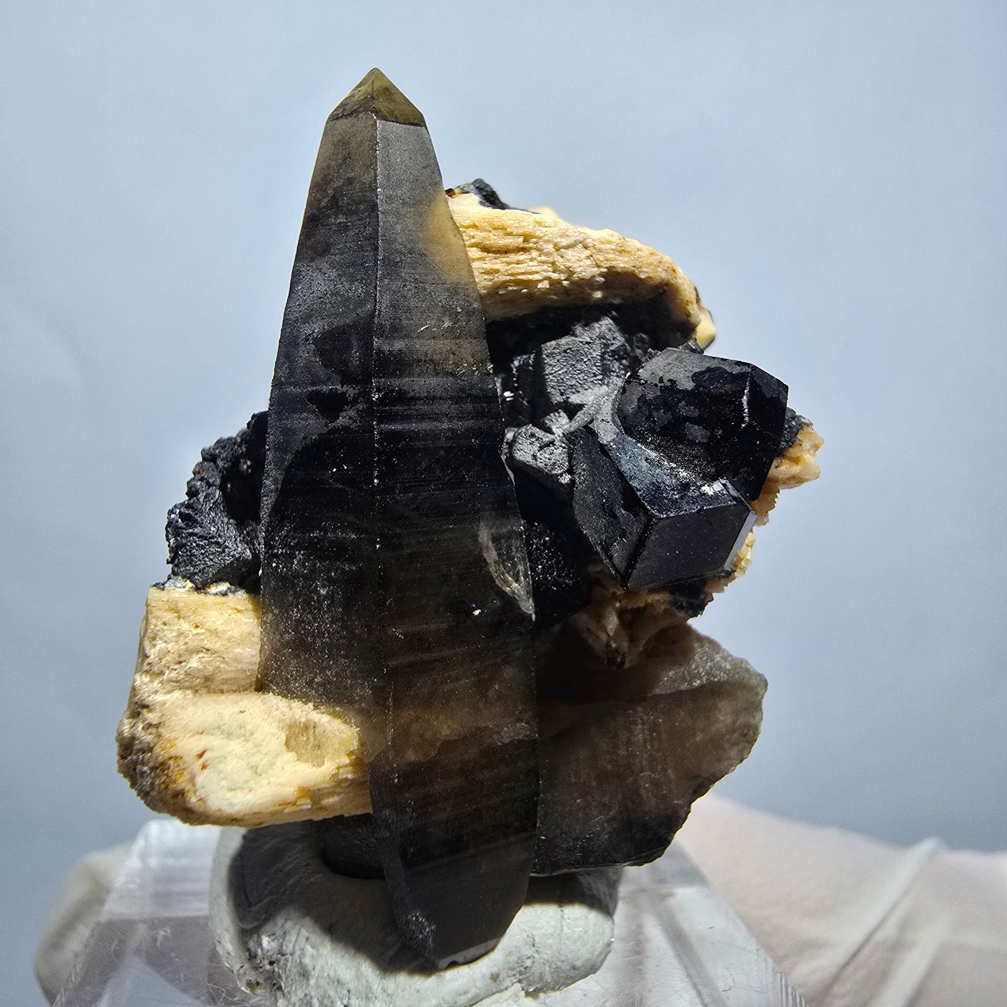 Schörl Turmalin, Rauchquarz DT, Orthoklas Stufe Erongo, Namibia 35*26*20mm #13152
