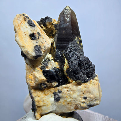 Schörl Turmalin, Rauchquarz DT, Orthoklas Stufe Erongo, Namibia 35*26*20mm #13152