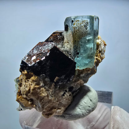 Seltene Aquamarin, Schörl Turmalin, Hyalit Opal Stufe Erongo, Namibia 38*32*25mm #13158