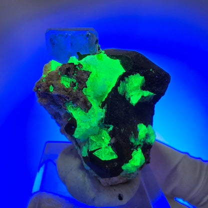 Seltene Aquamarin, Schörl Turmalin, Hyalit Opal Stufe Erongo, Namibia 38*32*25mm #13158