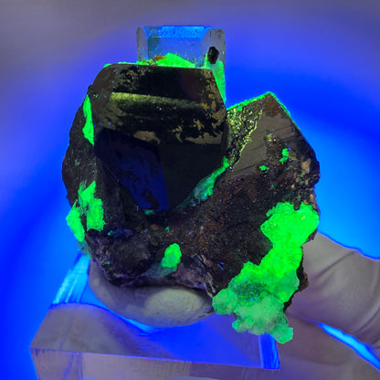 Seltene Aquamarin, Schörl Turmalin, Hyalit Opal Stufe Erongo, Namibia 38*32*25mm #13158