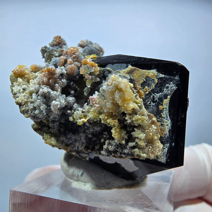 Symmetrische Schörl Turmalin, Hyalit Opal, Orthoklas Stufe Erongo, Namibia 37*25*27mm #13165