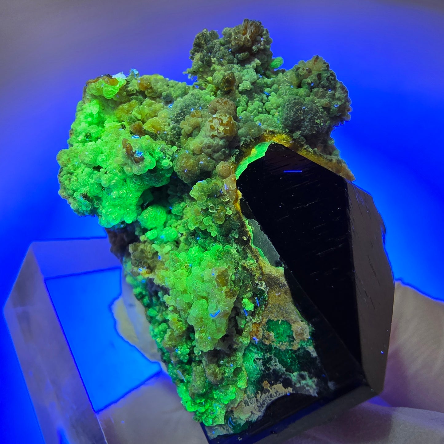 Symmetrische Schörl Turmalin, Hyalit Opal, Orthoklas Stufe Erongo, Namibia 37*25*27mm #13165