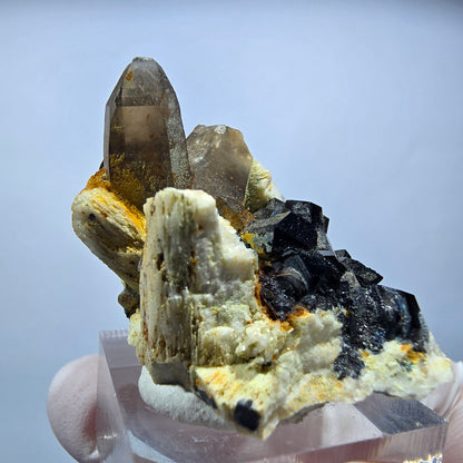 Schörl Turmalin, Rauchquarz, Hyalit Opal, Orthoklas Stufe Erongo, Namibia 51*33*27mm #13169