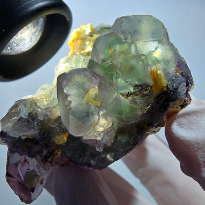 Phantom Fluorit, Hyalit Opal, Schörl Turmalin, Muskovit Erongo, Namibia 77*43*40mm #13171